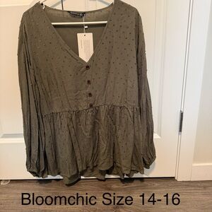 BloomChic Khaki Buttoned Women's Blouse